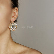Load image into Gallery viewer, Pearl Earrings • Hoop Earrings • Bridal Freshwater Pearls Earrings • BYSDMJEWELS
