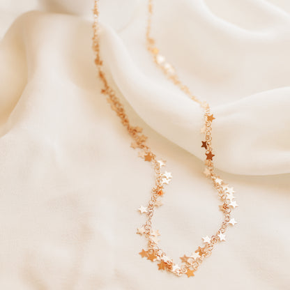 Rose Gold Star Necklace, Dangle Stars Necklace, Celestial Jewelry, Star Drop Necklace 925 Sterling Silver, Layered Necklace, Dainty Necklace