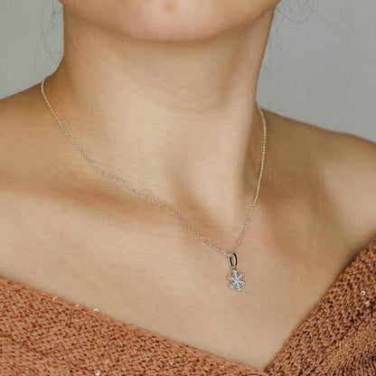 Sterling Silver Snowflake Necklace: Dainty Winter Holiday Jewelry