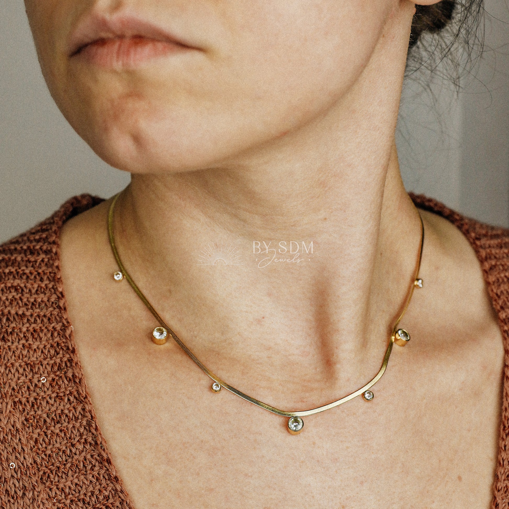 Gold Snake Chain Choker Necklace • Herringbone Chain Necklace • Thick Chain Necklace • Bold Chain Necklace Plain • BYSDMJEWELS