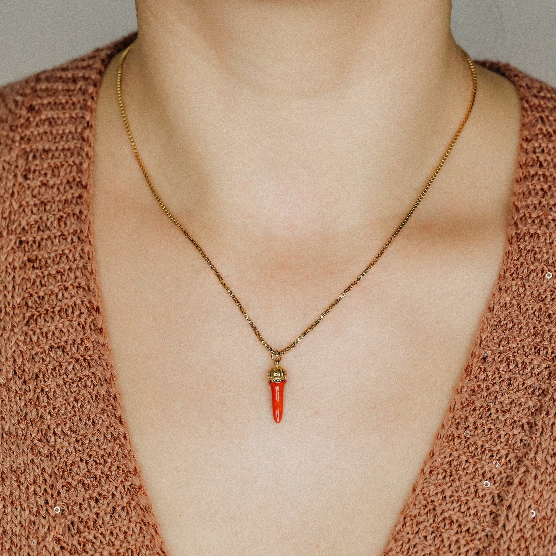Italian Horn Necklace: 18K Gold Cornicello Luckycharm