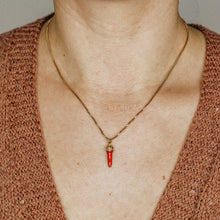 Load image into Gallery viewer, Lucky Horn Necklace • Italian Horn Necklace • Red Horn • Italy Luckycharm Cornicello • Cornetto Necklace • BYSDMJEWELS
