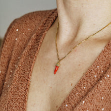 Load image into Gallery viewer, Lucky Horn Necklace • Italian Horn Necklace • Red Horn • Italy Luckycharm Cornicello • Cornetto Necklace • BYSDMJEWELS
