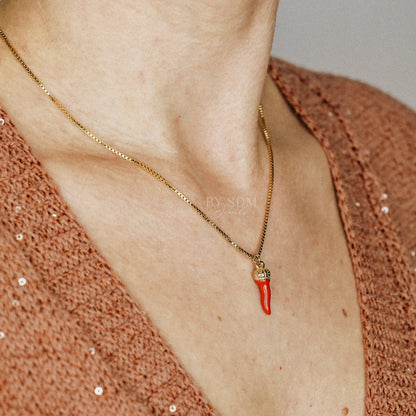 Lucky Horn Necklace • Italian Horn Necklace • Red Horn • Italy Luckycharm Cornicello • Cornetto Necklace • BYSDMJEWELS