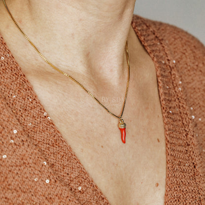 Lucky Horn Necklace • Italian Horn Necklace • Red Horn • Italy Luckycharm Cornicello • Cornetto Necklace • BYSDMJEWELS