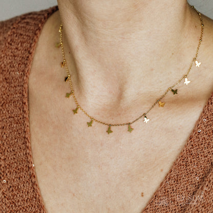 Dainty Butterflies Necklace • Minimal Boho Beaded Necklace • Gold Layered Necklace for Women • BYSDMJEWELS