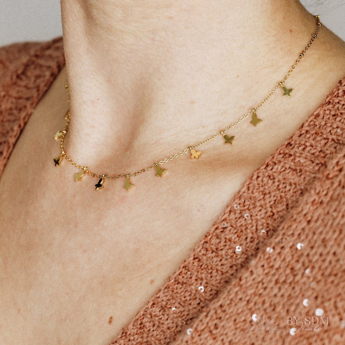 Dainty Butterflies Necklace • Minimal Boho Beaded Necklace • Gold Layered Necklace for Women • BYSDMJEWELS