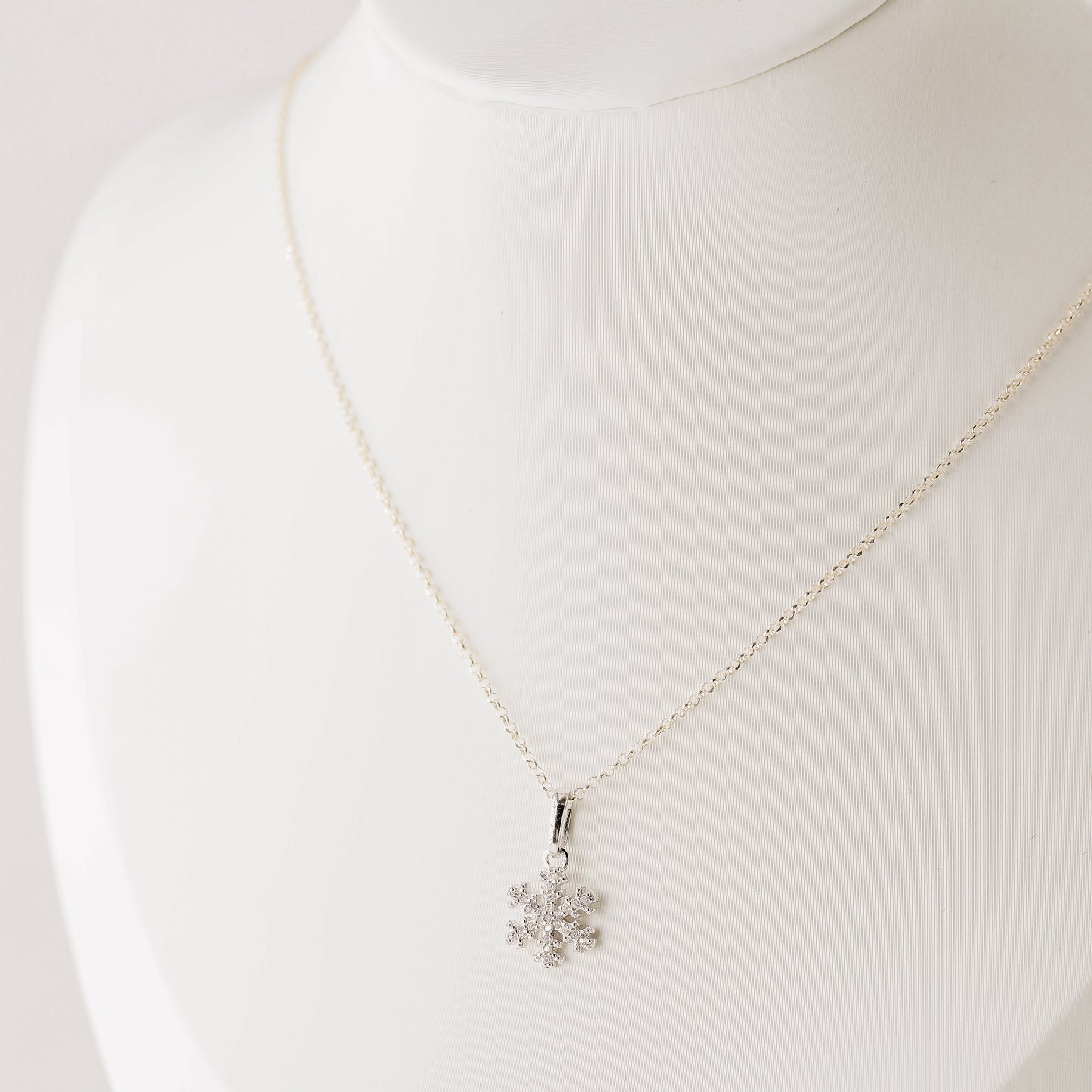 Sterling Silver Snowflake Necklace: Dainty Winter Holiday Jewelry