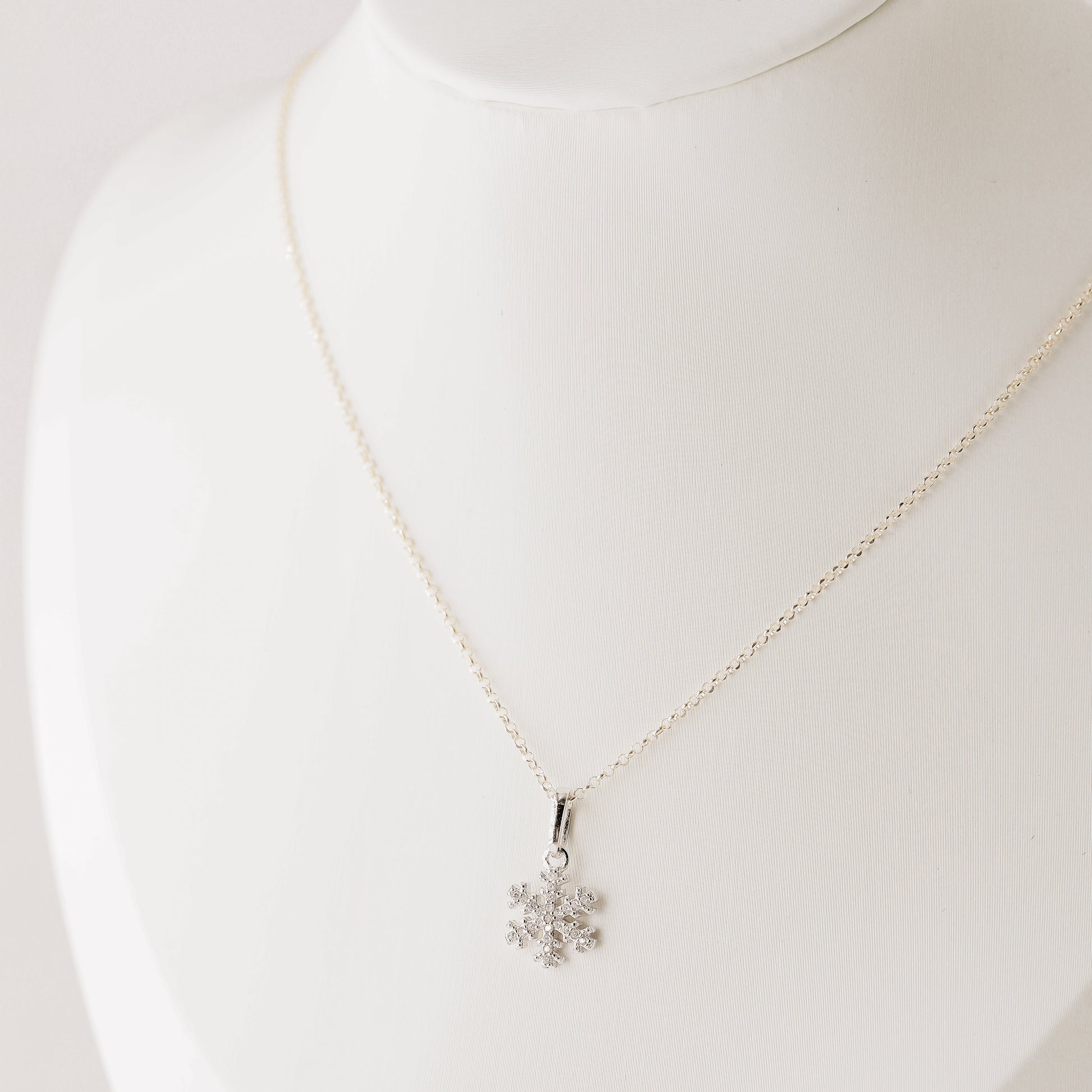 Sterling Silver Snowflake Necklace: Dainty Winter Holiday Jewelry