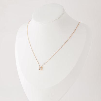 Dainty CZ Diamond Solitaire Necklace: 18K Gold Stainless Steel