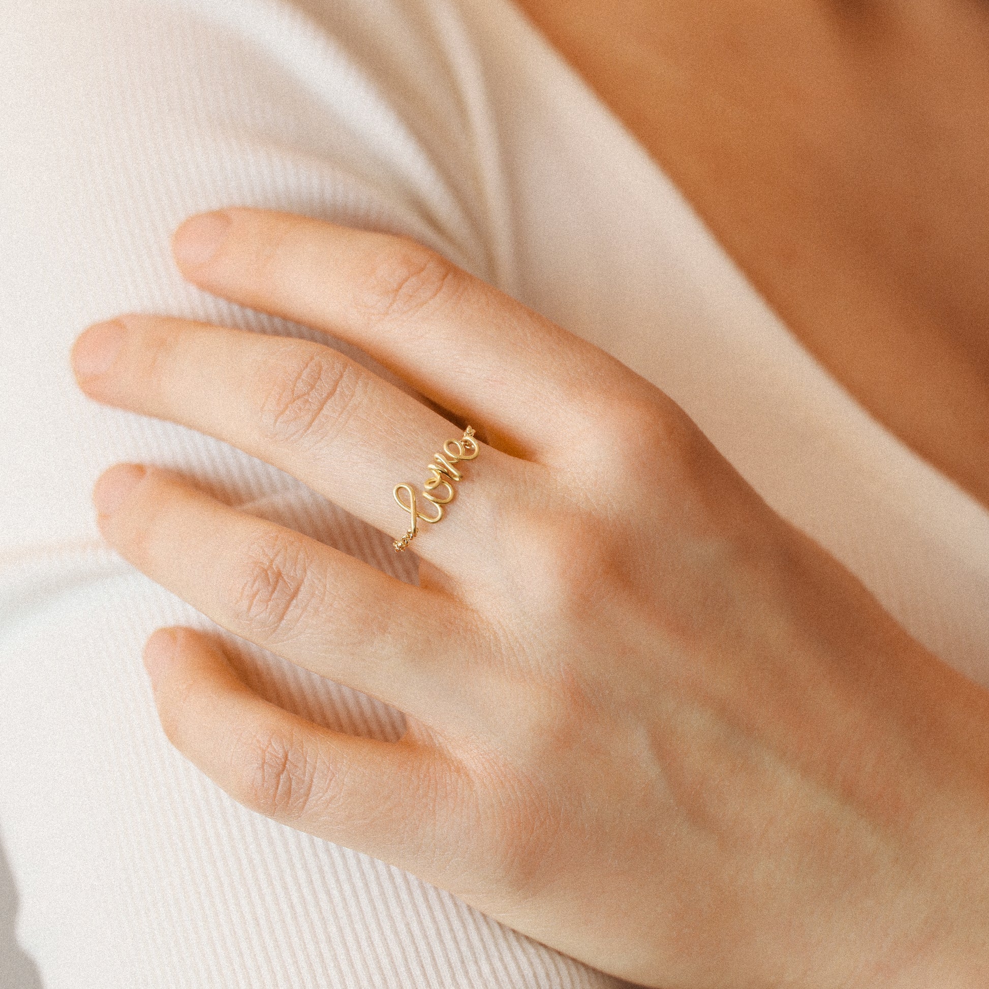 Dainty custom word chain ring minimalist jewelry