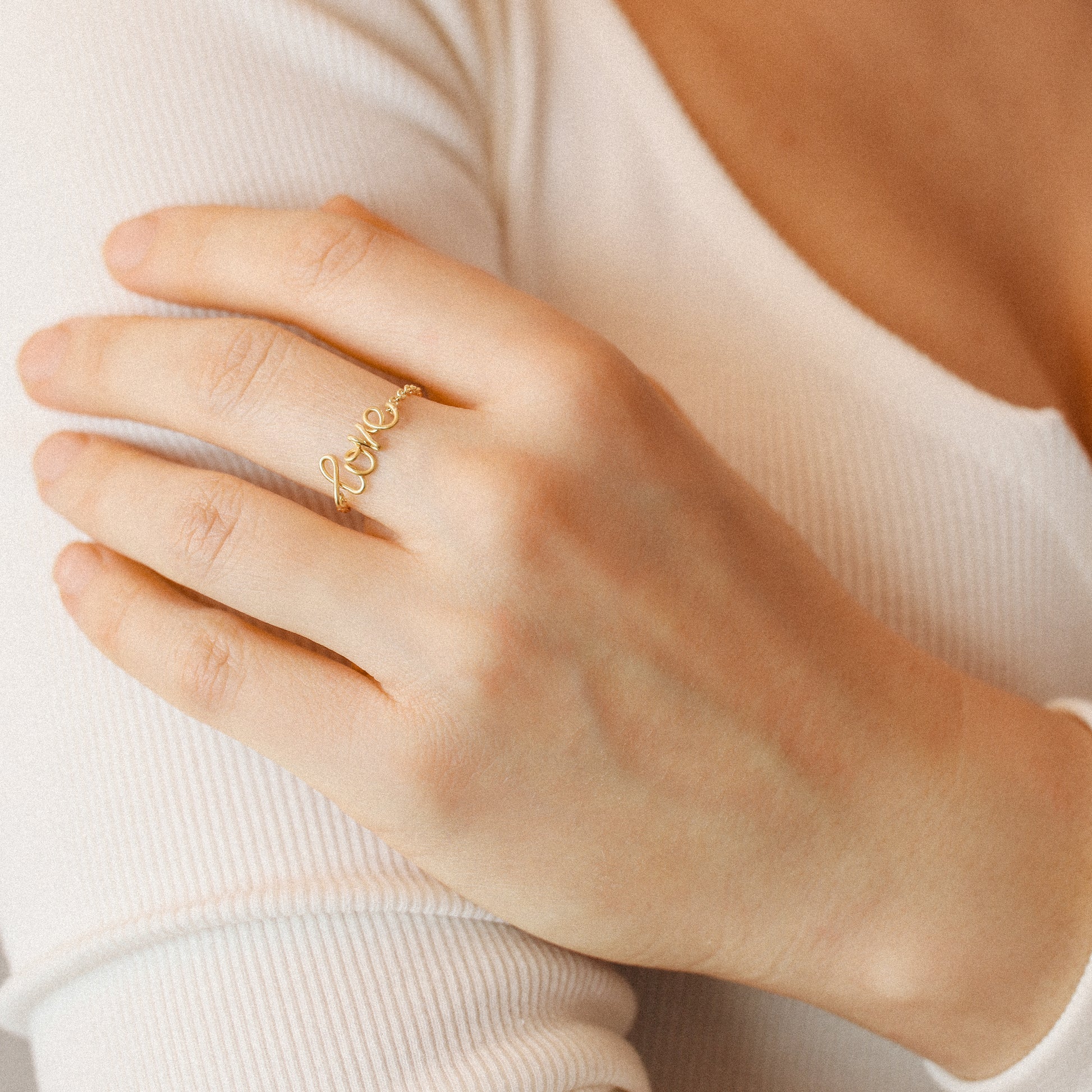 Personalized handmade chain ring gift for women
