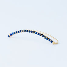 Load image into Gallery viewer, Lapis lazuli Beaded Ear Climber • Ear Crawler • Ear Cuff • Blue Ear Climber • Gold Filled Ear Climber • Lapis lazuli Earrings • BYSDMJEWELS
