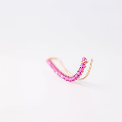 Fuchsia Beaded Ear Climber • Ear Crawler • Ear Cuff • Crystals Ear Climber • Gold Filled Ear Climber • Fuchsia Earrings • BYSDMJEWELS