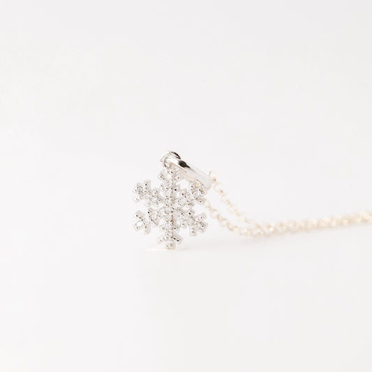 Sterling Silver Snowflake Necklace: Dainty Winter Holiday Jewelry