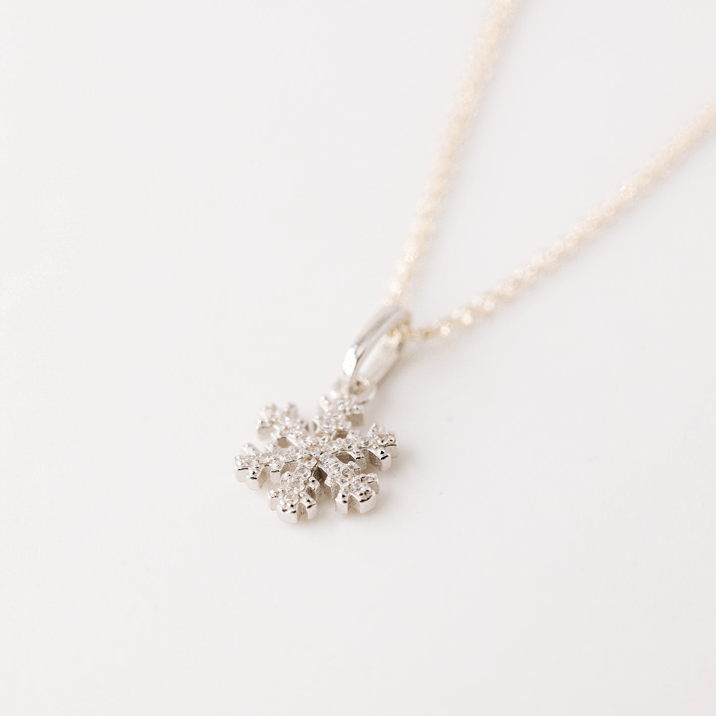Sterling Silver Snowflake Necklace: Dainty Winter Holiday Jewelry
