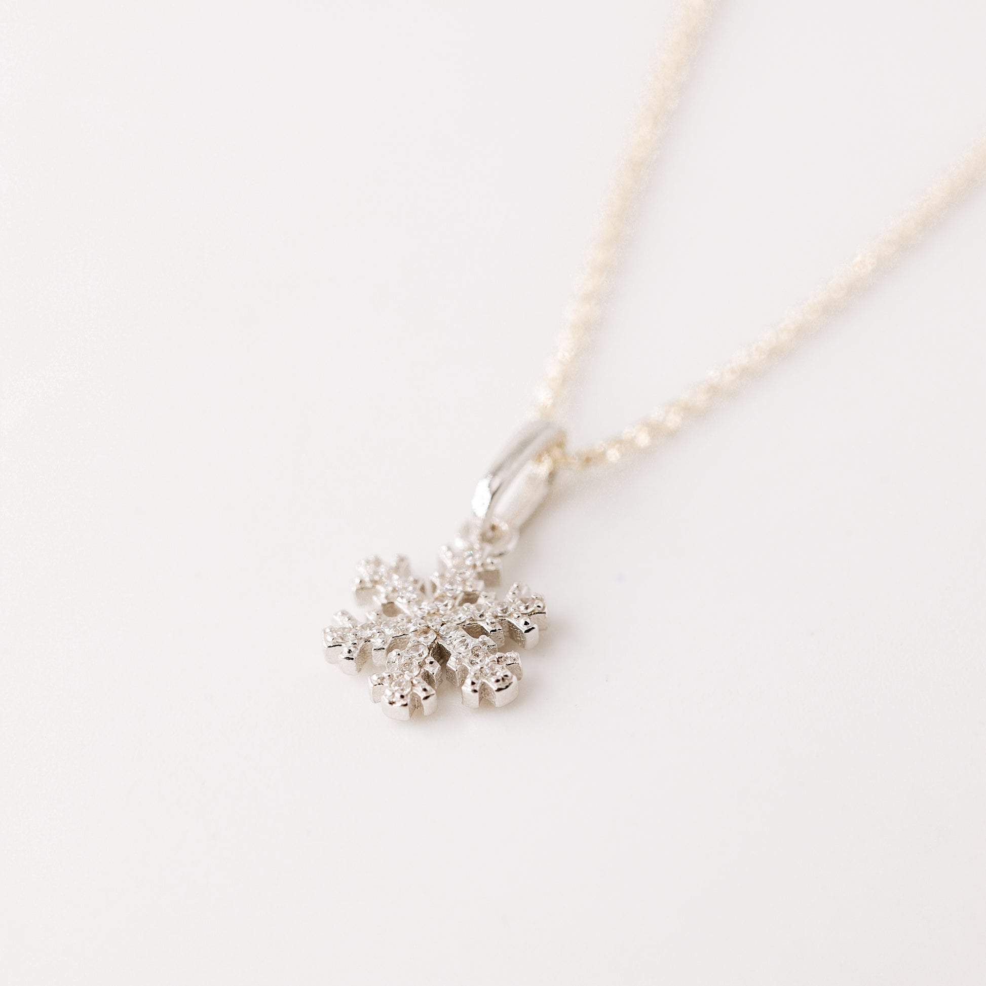 Sterling Silver Snowflake Necklace: Dainty Winter Holiday Jewelry