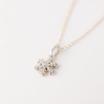 Sterling Silver Snowflake Necklace: Dainty Winter Holiday Jewelry