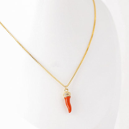 Lucky Horn Necklace • Italian Horn Necklace • Red Horn • Italy Luckycharm Cornicello • Cornetto Necklace • BYSDMJEWELS