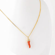 Load image into Gallery viewer, Lucky Horn Necklace • Italian Horn Necklace • Red Horn • Italy Luckycharm Cornicello • Cornetto Necklace • BYSDMJEWELS
