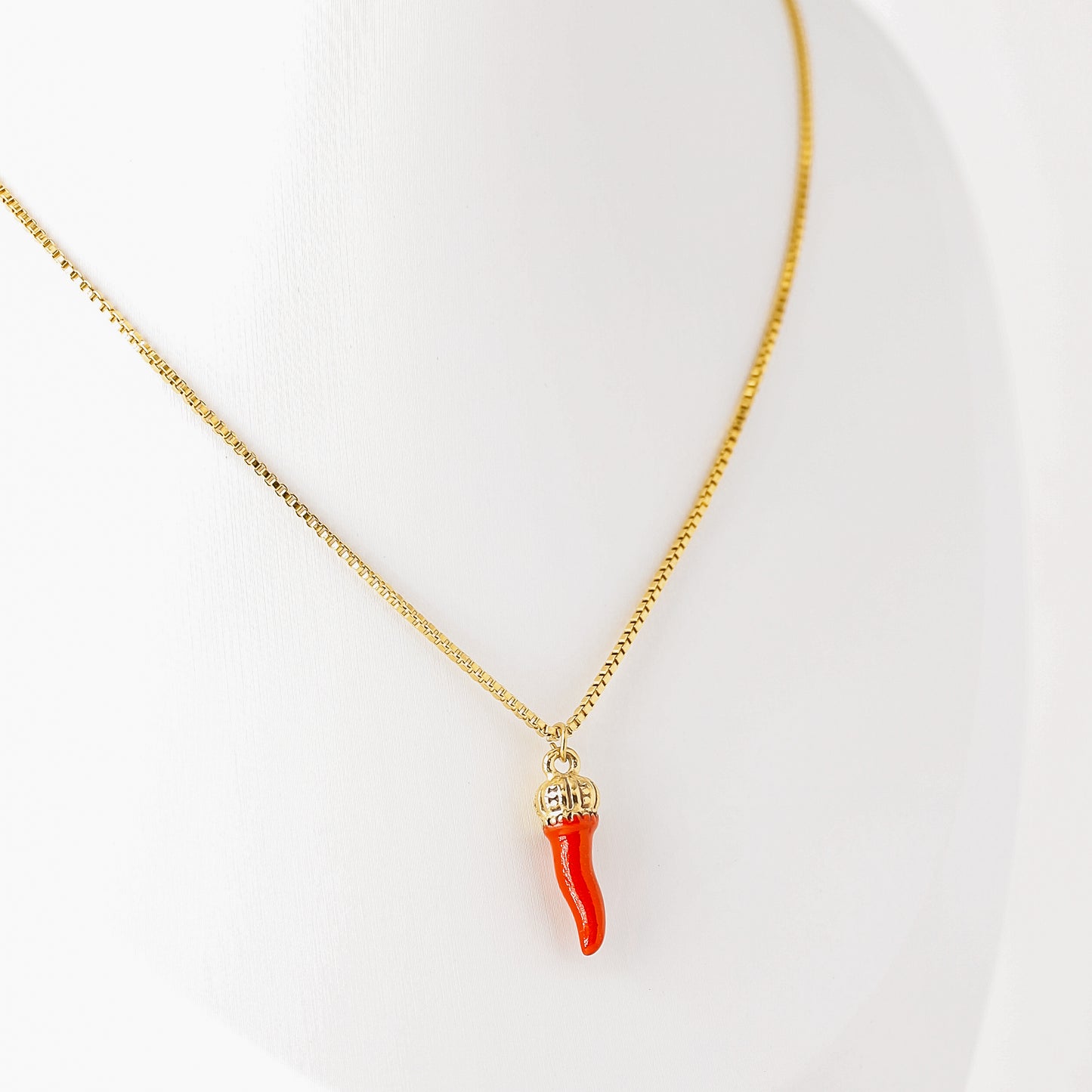 Italian Horn Necklace: 18K Gold Cornicello Luckycharm