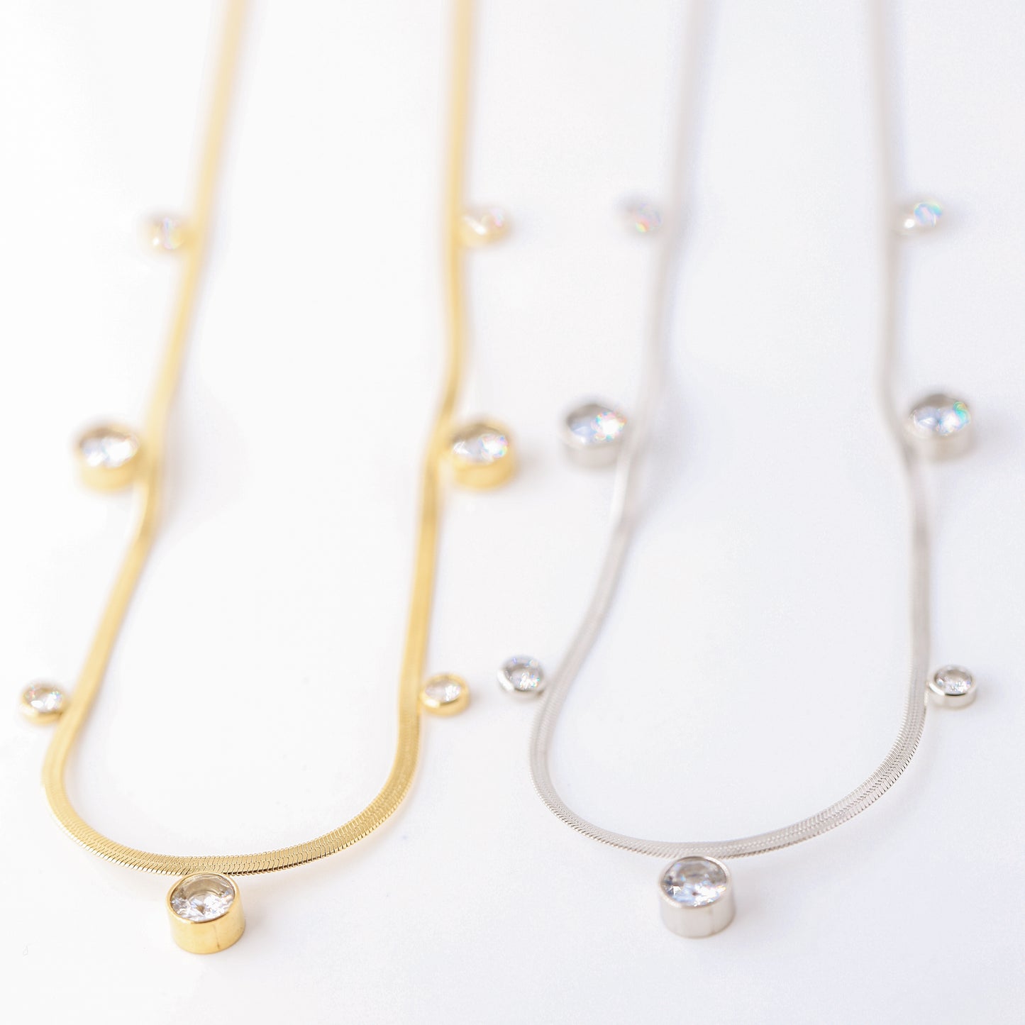 Gold Snake Chain Choker: Stainless Steel Herringbone Necklace