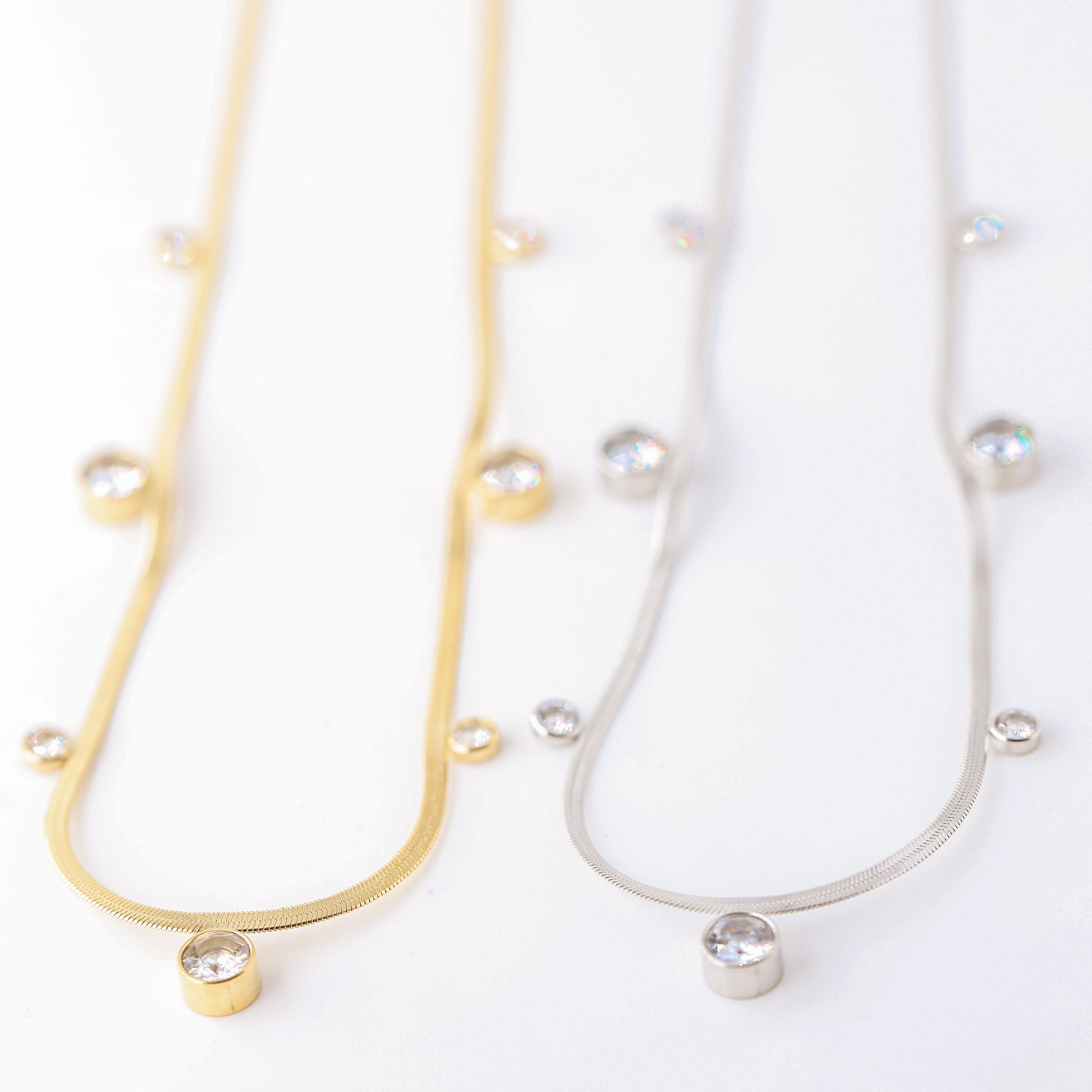 Gold Snake Chain Choker: Stainless Steel Herringbone Necklace
