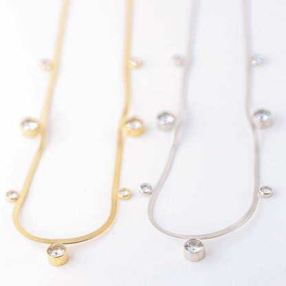 Gold Snake Chain Choker: Stainless Steel Herringbone Necklace