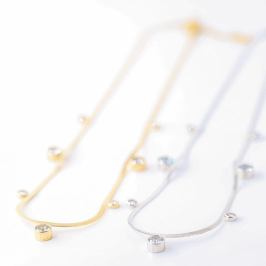 Gold Snake Chain Choker: Stainless Steel Herringbone Necklace