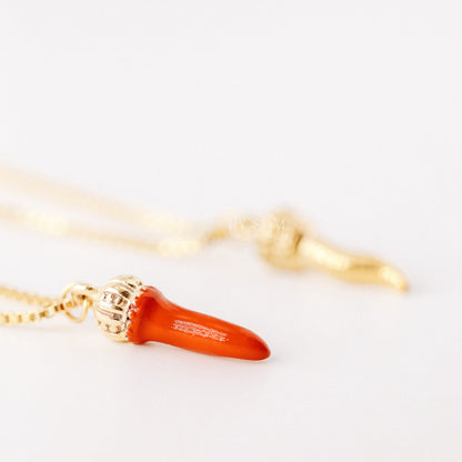 Lucky Horn Necklace • Italian Horn Necklace • Red Horn • Italy Luckycharm Cornicello • Cornetto Necklace • BYSDMJEWELS