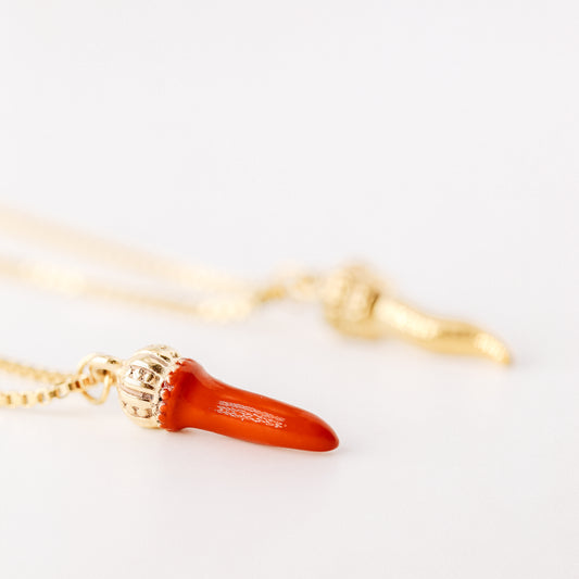 Italian Horn Necklace: 18K Gold Cornicello Luckycharm