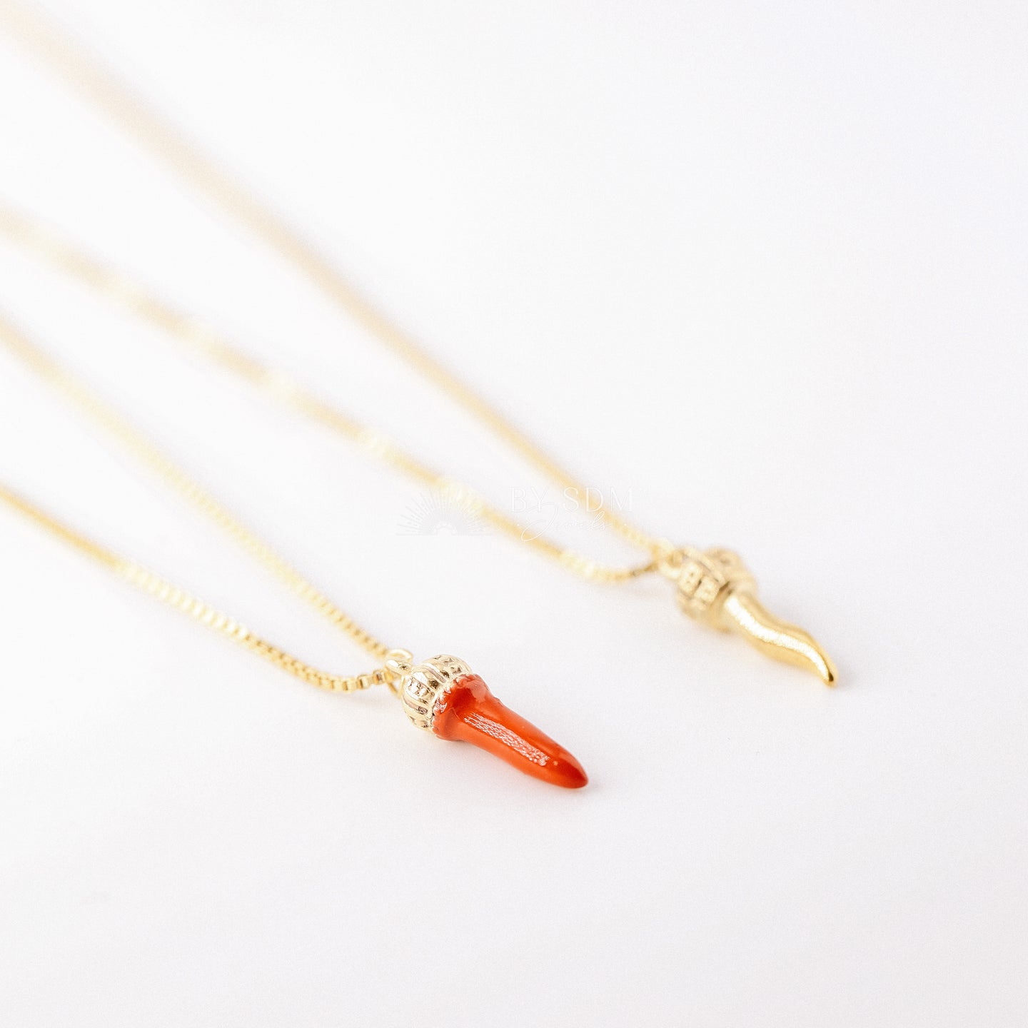 Lucky Horn Necklace • Italian Horn Necklace • Red Horn • Italy Luckycharm Cornicello • Cornetto Necklace • BYSDMJEWELS