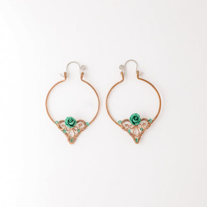 Emerald Hoop Earrings • Green Hoops • May Birthstone • Copper Hoop Earrings • Emerald Jewelry • BYSDMJEWELS