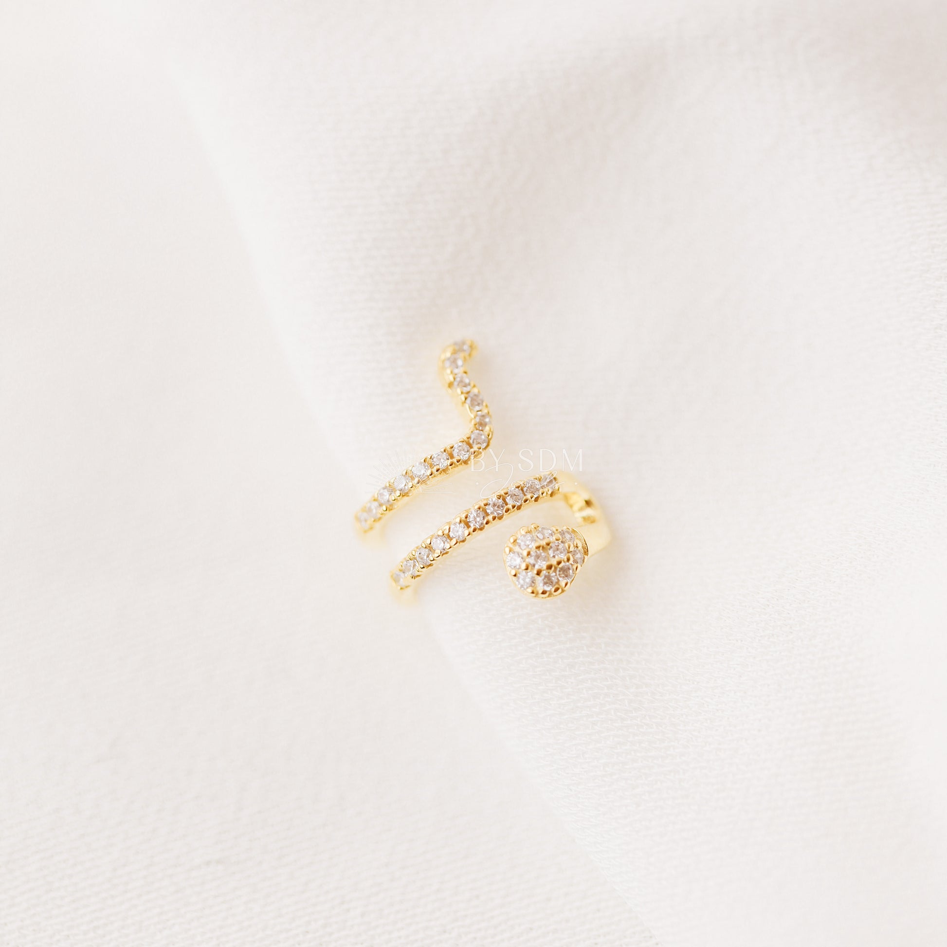 Snake Conch Ear Cuff Earring, Cz Serpent Ear Cuff, Silver, Gold, BYSDMJEWELS