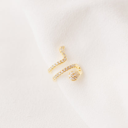 Snake Conch Ear Cuff Earring, Cz Serpent Ear Cuff, Silver, Gold, BYSDMJEWELS