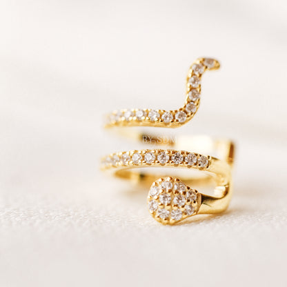 Snake Conch Ear Cuff Earring, Cz Serpent Ear Cuff, Silver, Gold, BYSDMJEWELS
