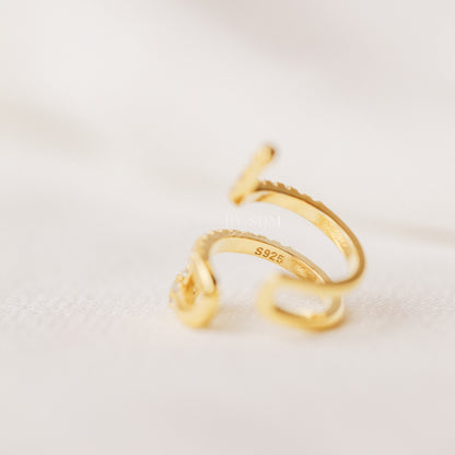 Snake Conch Ear Cuff Earring, Cz Serpent Ear Cuff, Silver, Gold, BYSDMJEWELS