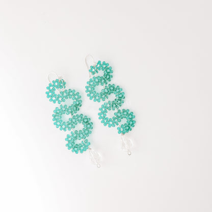 Emerald Earrings • Green Serpent Earrings • Bohemian Beaded Earrings • Statement Dangle Earrings • Emerald Jewelry • BYSDMJEWELS