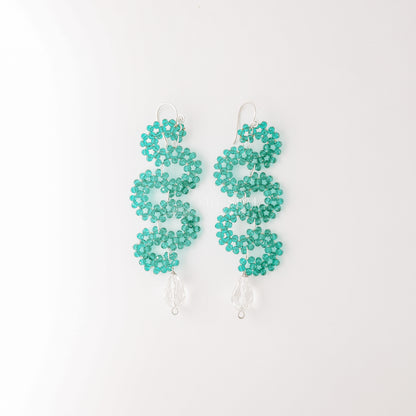 Emerald Earrings • Green Serpent Earrings • Bohemian Beaded Earrings • Statement Dangle Earrings • Emerald Jewelry • BYSDMJEWELS