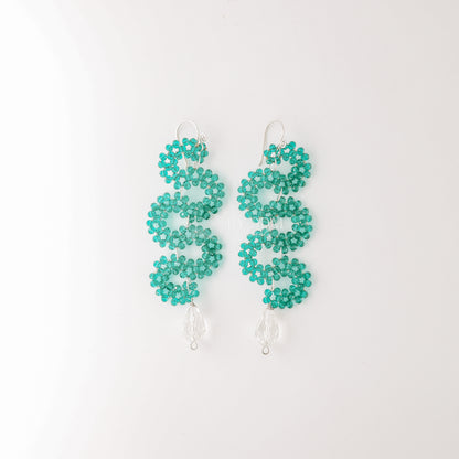 Emerald Earrings • Green Serpent Earrings • Bohemian Beaded Earrings • Statement Dangle Earrings • Emerald Jewelry • BYSDMJEWELS