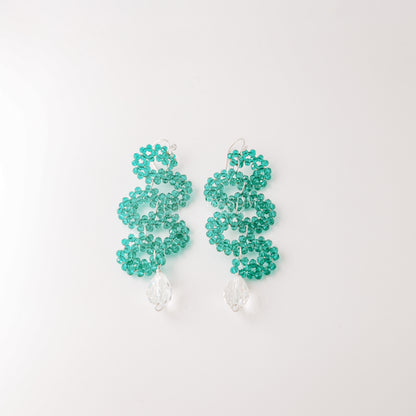 Emerald Earrings • Green Serpent Earrings • Bohemian Beaded Earrings • Statement Dangle Earrings • Emerald Jewelry • BYSDMJEWELS