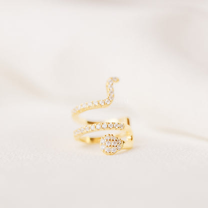 Snake Conch Ear Cuff Earring, Cz Serpent Ear Cuff, Silver, Gold, BYSDMJEWELS