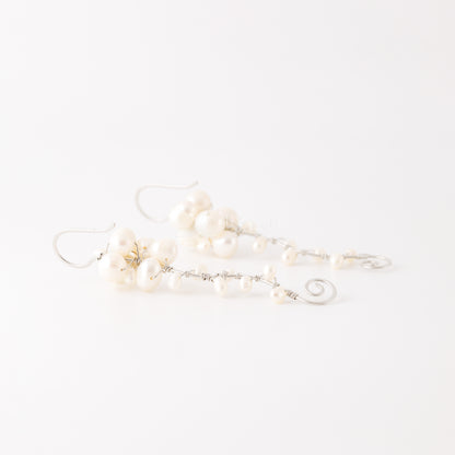 Floral Pearl Earrings • Floral Pearl Bridal Earrings • Floral Wedding Earrings • Floral Pearl Wedding Earrings • BYSDMJEWELS