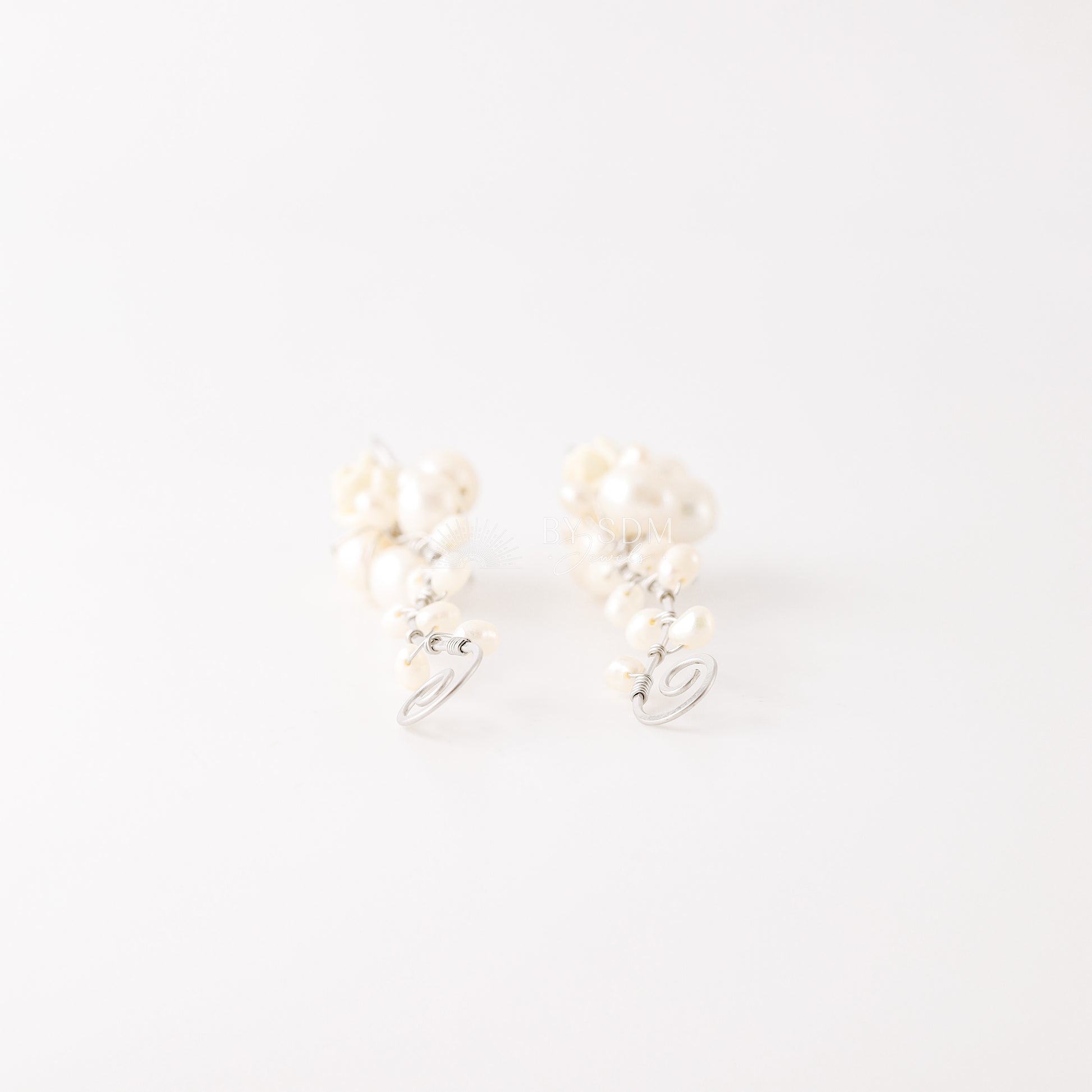Floral Pearl Earrings • Floral Pearl Bridal Earrings • Floral Wedding Earrings • Floral Pearl Wedding Earrings • BYSDMJEWELS