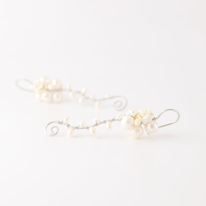 Floral Pearl Earrings • Floral Pearl Bridal Earrings • Floral Wedding Earrings • Floral Pearl Wedding Earrings • BYSDMJEWELS