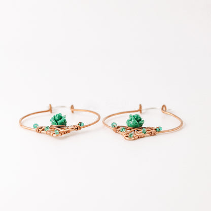 Emerald Hoop Earrings • Green Hoops • May Birthstone • Copper Hoop Earrings • Emerald Jewelry • BYSDMJEWELS