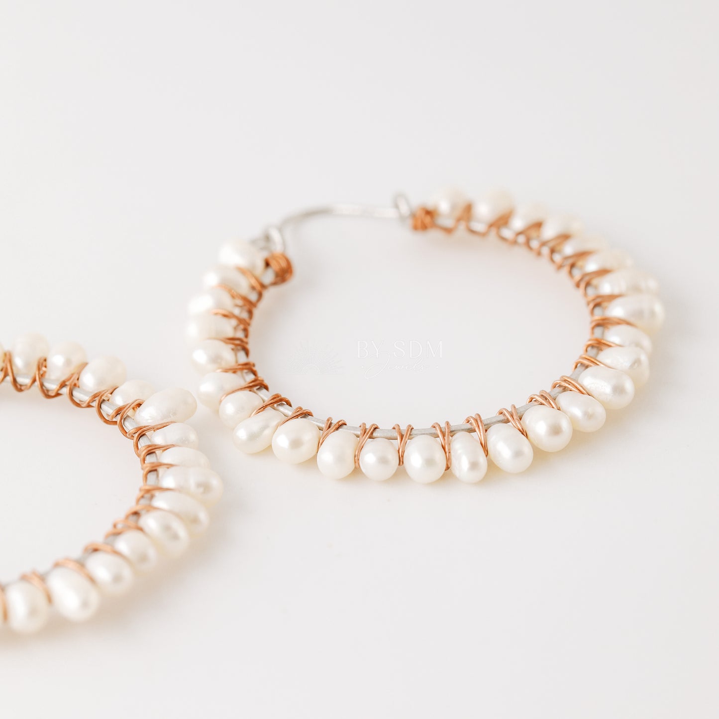 Pearl Earrings • Pearl Hoops • Pearl Hoop Earrings • BYSDMJEWELS