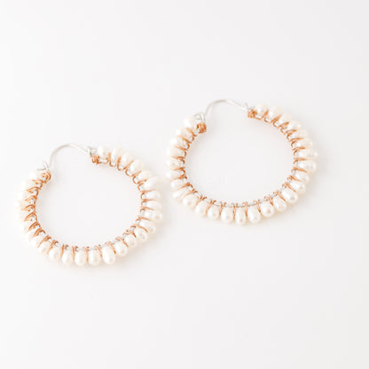 Pearl Earrings • Pearl Hoops • Pearl Hoop Earrings • BYSDMJEWELS