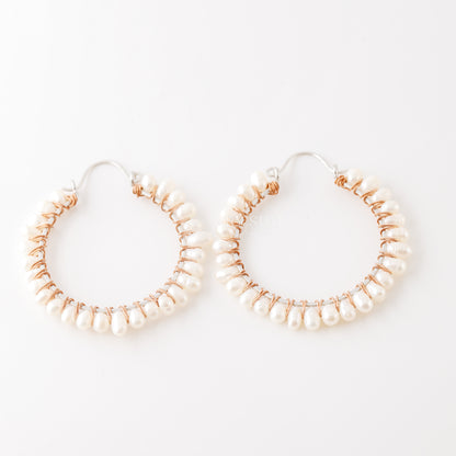 Pearl Earrings • Pearl Hoops • Pearl Hoop Earrings • BYSDMJEWELS