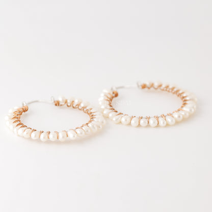 Pearl Earrings • Pearl Hoops • Pearl Hoop Earrings • BYSDMJEWELS